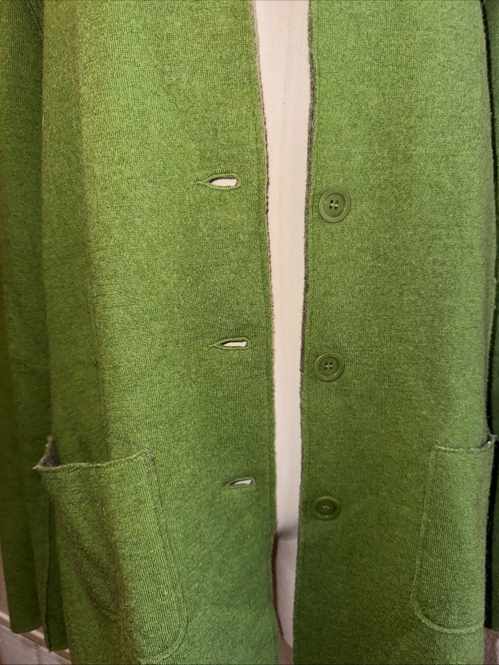 Eileen Fisher Woman Green Merino Wool Jacket 96% Wool Button Front Pockets 2X - Picture 3 of 11